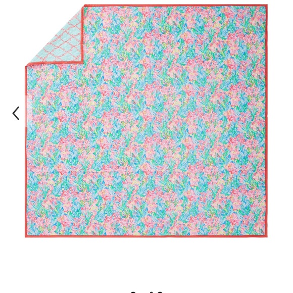 Pottery barn Lilly Pulitzer Reversible Quilt and sham fan sea pants & deep dive - Picture 8 of 12